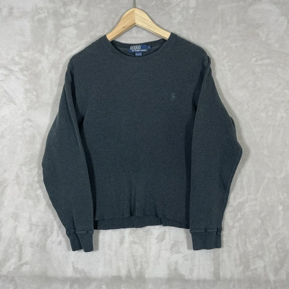 Vintage 90s Polo Ralph Lauren Waffle Knit Thermal Longsleeve Shirt Mens Medium